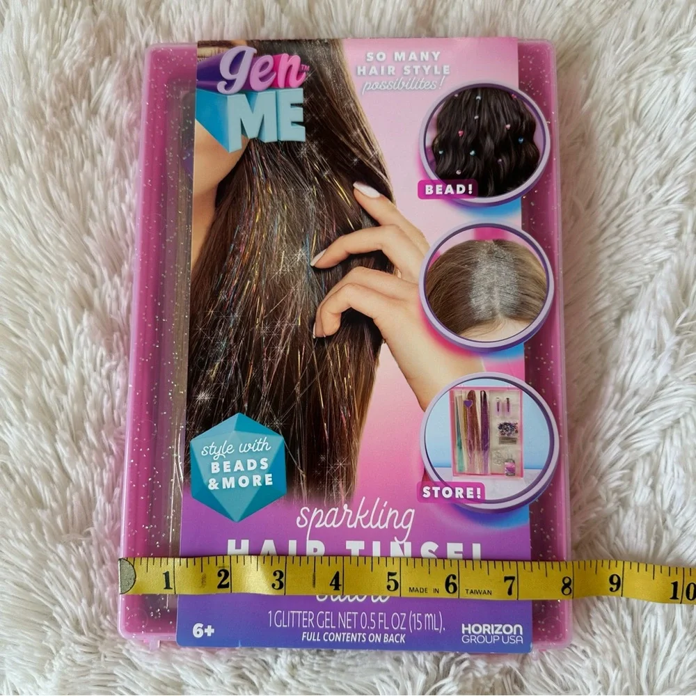 GEN ME Hair Tinsel Studio Kit Sparkly Extensions Beads Glitter Girls NWT